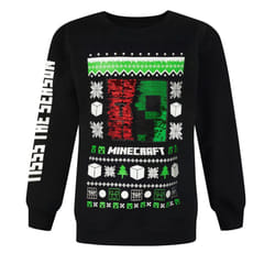Minecraft Childrens/Kids Creeper Sequins Christmas Jumper - 9 Years, Black/Green/White