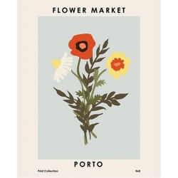 Pyramid International Flower Market Porto Print - 30cm x 40cm, Blue/Green