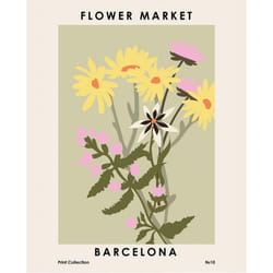 Pyramid International Barcelona Flower Market Print - 30cm x 40cm, Green/Yellow/Pink