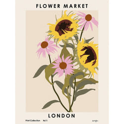 Pyramid International London Flower Market Print - 30cm x 40cm, Pink/Green/Yellow