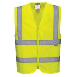 Portwest Mens Band & Brace Zip Front Safety Hi-Vis Vest - L, Yellow