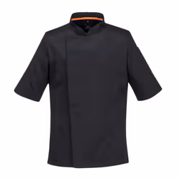 Portwest Mens Pro Stretch Short-Sleeved Chef Jacket - M, Black