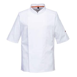 Portwest Mens Pro Stretch Short-Sleeved Chef Jacket - XXL, White