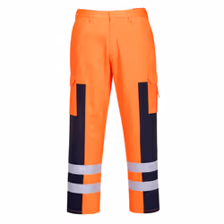 Portwest Mens Service Ballistic Hi-Vis Trousers - M, Orange/Navy