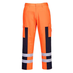 Portwest Mens Service Ballistic Hi-Vis Trousers - M, Orange/Navy