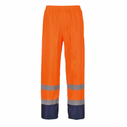 Portwest Mens Classic Contrast Hi-Vis Rain Trousers - M, Orange/Navy