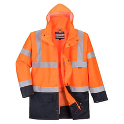 Portwest Mens Essential 5 In 1 Hi-Vis Safety Jacket - L, Orange/Navy