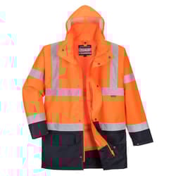 Portwest Mens Essential 5 In 1 Hi-Vis Safety Jacket - XXL, Orange/Navy