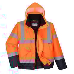 Portwest Mens S266 Contrast Hi-Vis Safety Bomber Jacket - 3XL, Orange/Navy