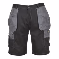Portwest Mens Granite Holster Pocket Shorts - M, Black/Zoom Grey
