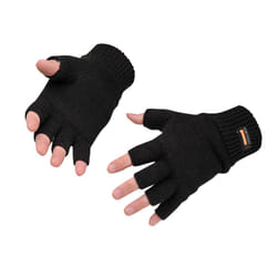 Portwest Knitted Insulatex Fingerless Gloves - One Size, Black