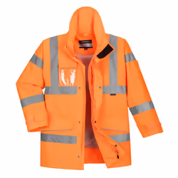 Portwest Mens Rain Hi-Vis Safety Jacket - L, Orange