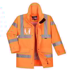 Portwest Mens Rain Hi-Vis Safety Jacket - L, Orange