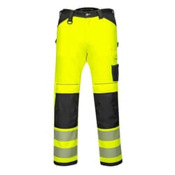 Portwest Mens PW3 Hi-Vis Stretch Lightweight Work Trousers - 33R, Yellow/Black
