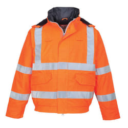 Portwest Mens Hi-Vis Bizflame Rain Anti-Static Safety Bomber Jacket - 4XL, Orange