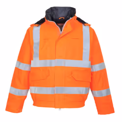 Portwest Mens Hi-Vis Bizflame Rain Anti-Static Safety Bomber Jacket - L, Orange