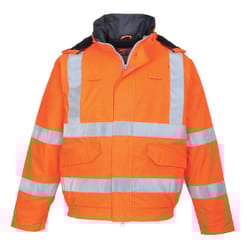 Portwest Mens Hi-Vis Bizflame Rain Anti-Static Safety Bomber Jacket - L, Orange