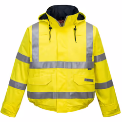 Portwest Mens Hi-Vis Bizflame Rain Anti-Static Bomber Jacket - M, Yellow