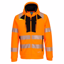 Portwest Mens DX4 Hi-Vis Safety Full Zip Hoodie - 3XL, Orange/Black