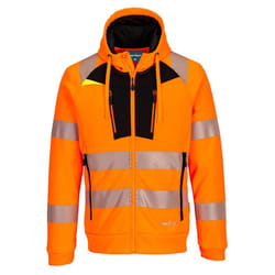 Portwest Mens DX4 Hi-Vis Safety Full Zip Hoodie - 3XL, Orange/Black