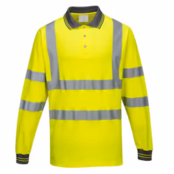 Portwest Mens S271 Hi-Vis Long-Sleeved Polo Shirt - L, Yellow