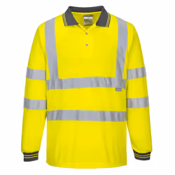 Portwest Mens S277 Hi-Vis Long-Sleeved Polo Shirt - XS, Yellow