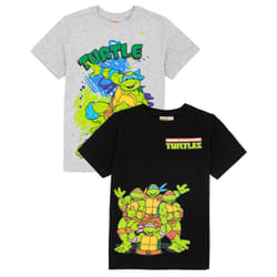 Teenage Mutant Ninja Turtles Childrens/Kids T-Shirt (Pack of 2) - 9-10 Years, Black/Grey Marl