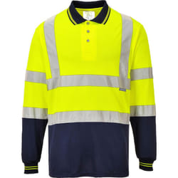 Portwest Mens S279 Contrast Hi-Vis Long-Sleeved Polo Shirt - 4XL, Yellow/Navy