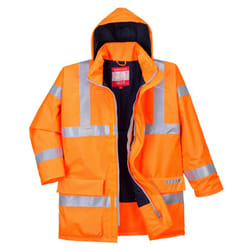 Portwest Mens Hi-Vis Bizflame Rain Anti-Static Safety Jacket - M, Orange