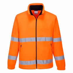 Portwest Mens Essential Hi-Vis Safety Fleece Jacket - XS, Orange/Navy