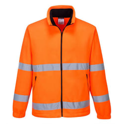 Portwest Mens Essential Hi-Vis Safety Fleece Jacket - XS, Orange/Navy