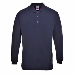 Portwest Mens Flame Resistant Anti-Static Long-Sleeved Polo Shirt - XS, Navy