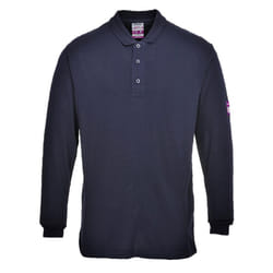 Portwest Mens Flame Resistant Anti-Static Long-Sleeved Polo Shirt - XS, Navy