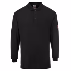 Portwest Mens Flame Resistant Anti-Static Long-Sleeved Polo Shirt - M, Black