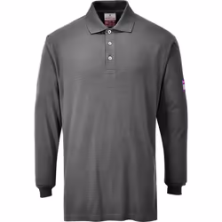 Portwest Mens Flame Resistant Anti-Static Long-Sleeved Polo Shirt - M, Grey