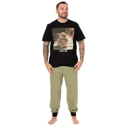 Star Wars: The Mandalorian Mens Snack Time Long Pyjama Set - S, Black/Green