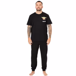 Star Wars: The Mandalorian Mens Grogu Long Pyjama Set - S, Black