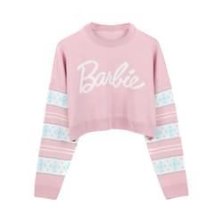 Barbie Womens/Ladies Logo Cropped Jumper - XL, Pink/White