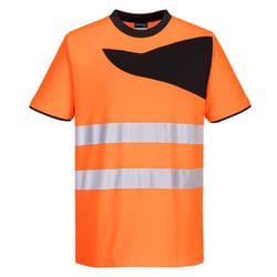 Portwest Mens PW2 Cotton High-Vis Safety T-Shirt - XL, Orange/Black