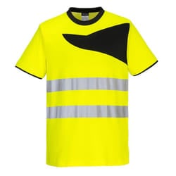 Portwest Mens PW2 Cotton High-Vis T-Shirt - 4XL, Yellow/Black