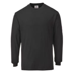 Portwest Mens Flame Resistant Anti-Static Long-Sleeved T-Shirt - M, Black