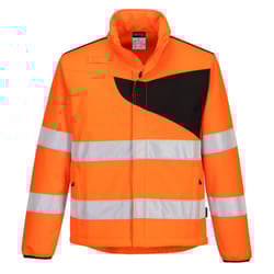 Portwest Mens PW2 Softshell High-Vis Safety Jacket - S, Orange/Black