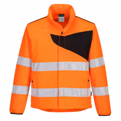 Portwest Mens PW2 Softshell High-Vis Safety Jacket - M, Orange/Black