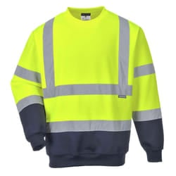 Portwest Mens Contrast Hi-Vis Sweatshirt - 4XL, Yellow/Navy