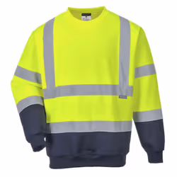 Portwest Mens Contrast Hi-Vis Sweatshirt - 3XL, Yellow/Navy