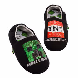 Minecraft Boys Sequin Slippers - 3 UK, Black/Red/Green