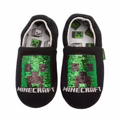 Minecraft Boys Sequin Slippers - 3 UK, Black/Red/Green