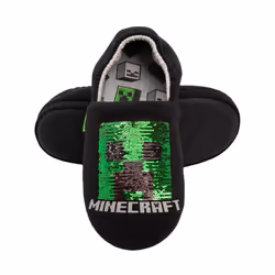 Minecraft Boys Sequin Slippers - 3 UK, Black/Red/Green
