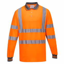 Portwest Mens Hi-Vis Long-Sleeved Safety Polo Shirt - M, Orange