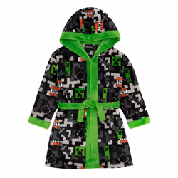 Minecraft Boys Creeper TNT Dressing Gown - 13-14 Years, Black/Green/Grey